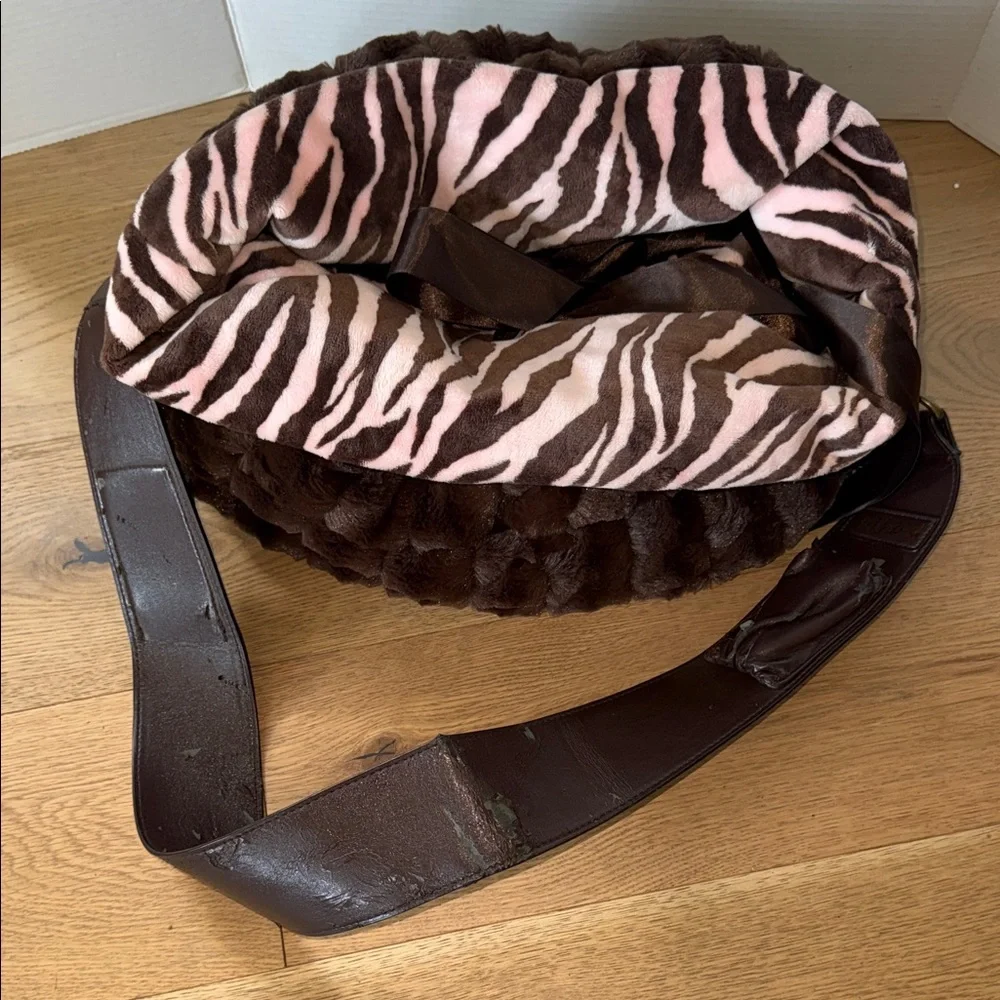 Chic Brown and Pink Zebra Dog Carrier Pet Carrier Reversible